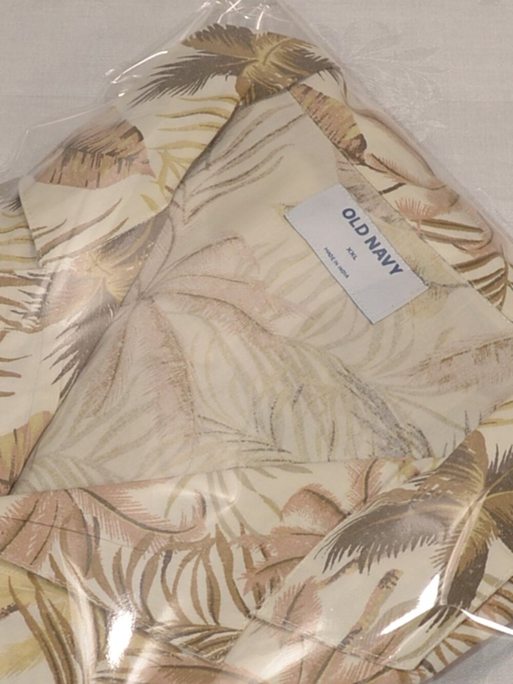 Old Navy Camp Collar Short Sleeve Shirt -- Khaki Tropical -- Button Up XXL